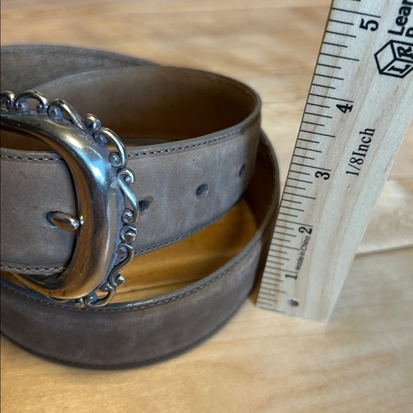 Brighton Suede Beige Leather Belt with Silver Buckle - Picture 6 of 8